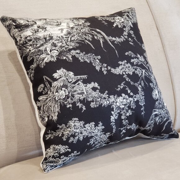 Waverly Fabric Other - French Country Toile Accent Pillow, Waverly "La Petite Ferme/Blackbird" - New